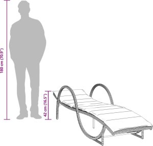 vidaXL Leżak z poduszką, czarny, 60x199x42 cm, polirattan 9