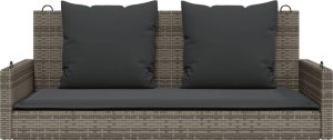 vidaXL Ławka bujana z poduszkami, szara, 119x56x48 cm, polirattan 4
