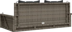 vidaXL Ławka bujana z poduszkami, szara, 119x56x48 cm, polirattan 6