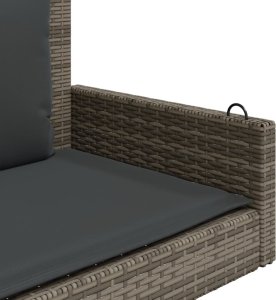 vidaXL Ławka bujana z poduszkami, szara, 119x56x48 cm, polirattan 7