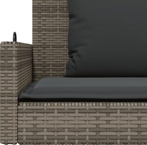vidaXL Ławka bujana z poduszkami, szara, 119x56x48 cm, polirattan 8