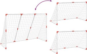 vidaXL Bramka do piłki nożnej dla dzieci, z piłkami, 2-w-1, biała 7