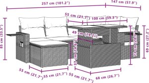 vidaXL 7-cz. zestaw wypoczynkowy do ogrodu, z poduszkami, szary 12