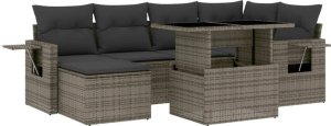 vidaXL 7-cz. zestaw wypoczynkowy do ogrodu, z poduszkami, szary 2