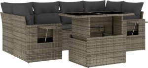 vidaXL 7-cz. zestaw wypoczynkowy do ogrodu, z poduszkami, szary 2