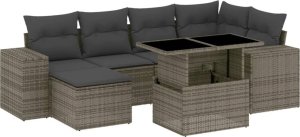 vidaXL 7-cz. zestaw wypoczynkowy do ogrodu, z poduszkami, szary 2