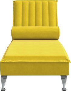 vidaXL Szezlong masujący z wałkiem, żółty, aksamitny 4