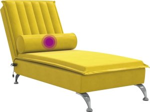 vidaXL Szezlong masujący z wałkiem, żółty, aksamitny 7