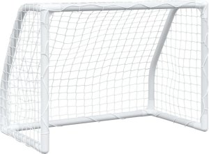 vidaXL Bramki do piłki nożnej dla dzieci, 2 szt. z piłką, białe, metal 4