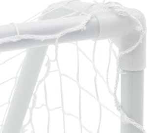 vidaXL Bramki do piłki nożnej dla dzieci, 2 szt. z piłką, białe, metal 8