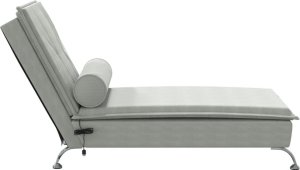 vidaXL Szezlong masujący z wałkiem, jasnoszary, aksamitny 4