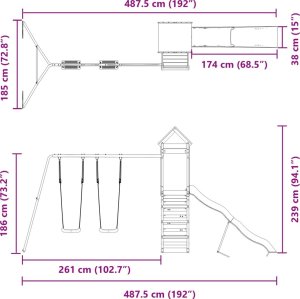 vidaXL Plac zabaw do ogrodu, lite drewno daglezjowe 12