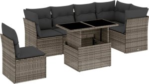 vidaXL 7-cz. zestaw wypoczynkowy do ogrodu, z poduszkami, szary 2