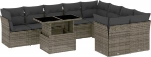 vidaXL 10-cz. zestaw wypoczynkowy do ogrodu, z poduszkami, szary 2