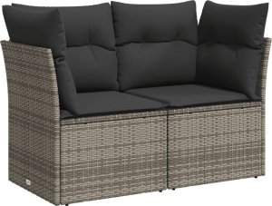 vidaXL 5-cz. zestaw wypoczynkowy do ogrodu, poduszki, szary rattan PE 5