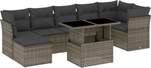 vidaXL 8-cz. zestaw mebli ogrodowych z poduszkami, szary, polirattan 2