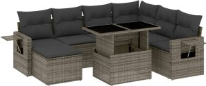 vidaXL 8-cz. zestaw mebli ogrodowych z poduszkami, szary, polirattan 2
