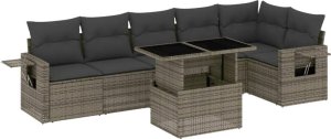 vidaXL 7-cz. zestaw wypoczynkowy do ogrodu, z poduszkami, szary 2