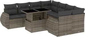 vidaXL 9-cz. zestaw mebli ogrodowych z poduszkami, szary, polirattan 2