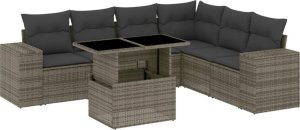 vidaXL 7-cz. zestaw wypoczynkowy do ogrodu, z poduszkami, szary 2