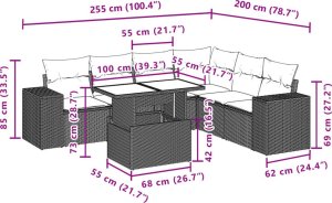 vidaXL 7-cz. zestaw wypoczynkowy do ogrodu, z poduszkami, szary 9