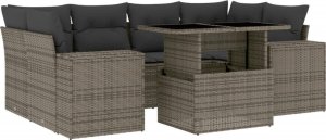 vidaXL 7-cz. zestaw wypoczynkowy do ogrodu, z poduszkami, szary 2