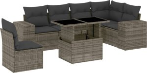 vidaXL 7-cz. zestaw wypoczynkowy do ogrodu, z poduszkami, szary 2