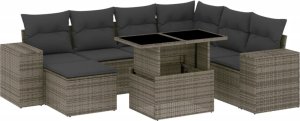 vidaXL 8-cz. zestaw mebli ogrodowych z poduszkami, szary, polirattan 2