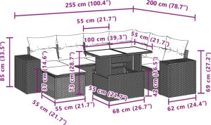 vidaXL 8-cz. zestaw mebli ogrodowych z poduszkami, szary, polirattan 10
