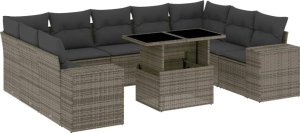 vidaXL 10-cz. zestaw wypoczynkowy do ogrodu, z poduszkami, szary 2