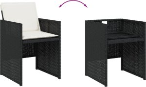 vidaXL 11-cz. zestaw mebli do ogrodu, z poduszkami, czarny rattan PE 6