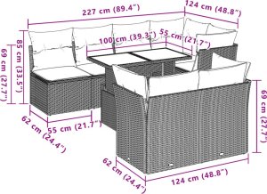 vidaXL 8-cz. zestaw mebli ogrodowych z poduszkami, szary, polirattan 10
