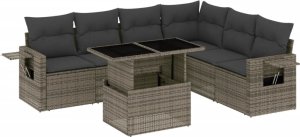 vidaXL 7-cz. zestaw wypoczynkowy do ogrodu, z poduszkami, szary 2