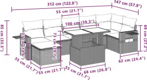 vidaXL 8-cz. zestaw mebli ogrodowych z poduszkami, szary, polirattan 11