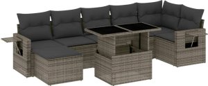 vidaXL 8-cz. zestaw mebli ogrodowych z poduszkami, szary, polirattan 2