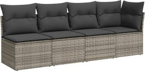 vidaXL 5-cz. zestaw wypoczynkowy do ogrodu, poduszki, szary rattan PE 3