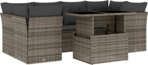 vidaXL 7-cz. zestaw wypoczynkowy do ogrodu, z poduszkami, szary 2