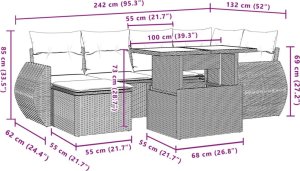 vidaXL 7-cz. zestaw wypoczynkowy do ogrodu, z poduszkami, szary 11