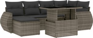 vidaXL 7-cz. zestaw wypoczynkowy do ogrodu, z poduszkami, szary 2