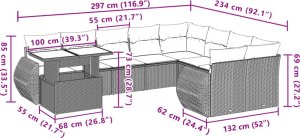vidaXL 10-cz. zestaw wypoczynkowy do ogrodu, z poduszkami, szary 11