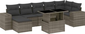 vidaXL 8-cz. zestaw mebli ogrodowych z poduszkami, szary, polirattan 2