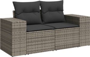 vidaXL 11-cz. zestaw mebli ogrodowych z poduszkami, szary rattan PE 3