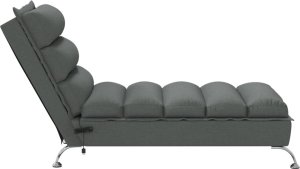 vidaXL Szezlong masujący z poduszkami, ciemnoszary, obity tkaniną 5