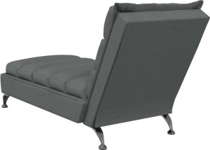 vidaXL Szezlong masujący z poduszkami, ciemnoszary, obity tkaniną 6