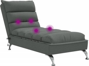 vidaXL Szezlong masujący z poduszkami, ciemnoszary, obity tkaniną 7