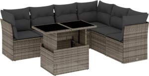 vidaXL 7-cz. zestaw wypoczynkowy do ogrodu, z poduszkami, szary 2