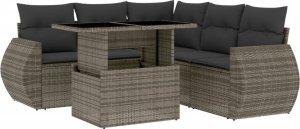 vidaXL 6-cz. zestaw mebli ogrodowych z poduszkami, szary, polirattan 2