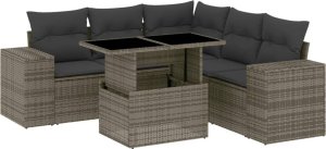 vidaXL 6-cz. zestaw mebli ogrodowych z poduszkami, szary, polirattan 2