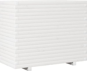 Skrzynia ogrodowa vidaXL Donica ogrodowa, biała, 90x40x72 cm, lite drewno sosnowe 7