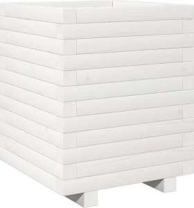 vidaXL Donica ogrodowa, biała, 40x40x49,5 cm, lite drewno sosnowe 2